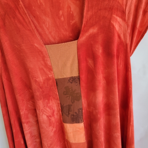 Red summer cover-up, mini dress, wear with leggings, boho. Sz M - Picture 6 of 9